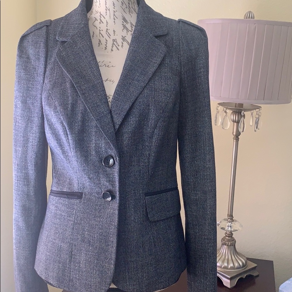 Navy button pocket suit jacket